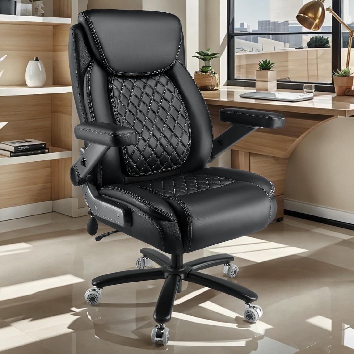 600LBS Large Heavy Duty Office Chair with 5D Flip Arms